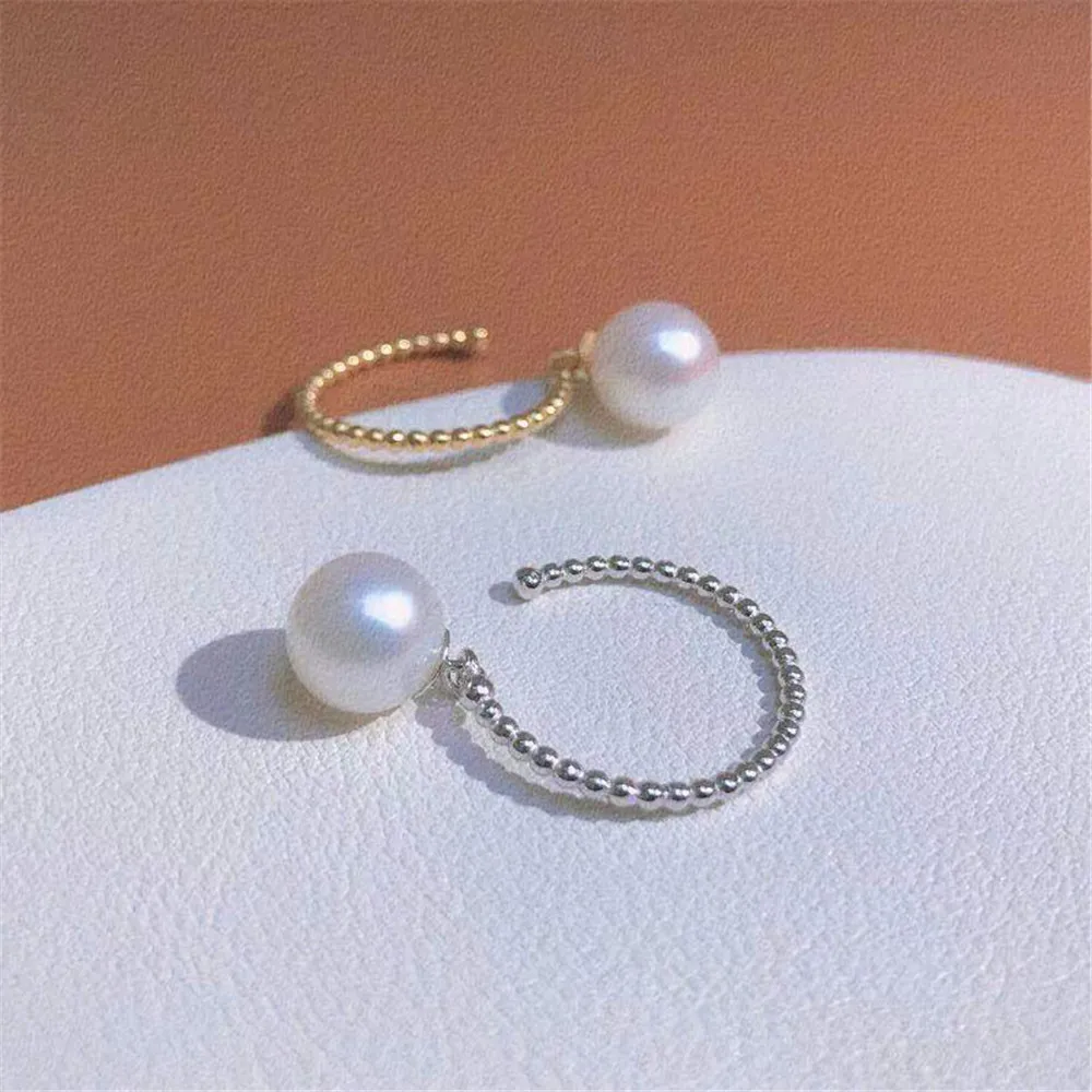 

DIY pearl accessories S925 sterling silver jewelry Fried Dough Twists pearl ring empty bracket adjustment suitable for 7-9mm