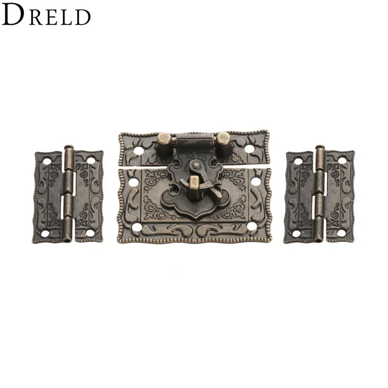 3 Pcs/set Furniture Fittings Suitcase Cabinet Hinge With Antique Bronze Jewelry Wooden Box Latch Hasp Clasp Vintage Hardware cabinet door hinges,furniture hardware,toggle latches,jewelry box hasps,decorative latches