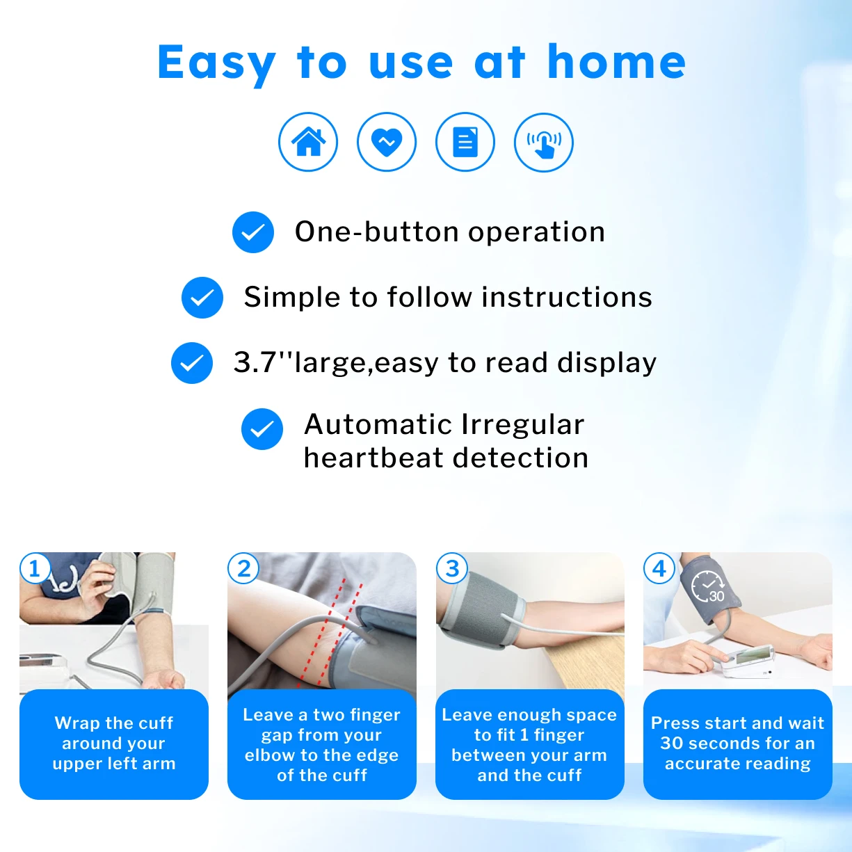 BIOLAND 2008 Blood Pressure Monitor Tensiometer Upper Arm Automatic Digital BP Machine Heart Rate Monitor Backlight Blood Press 4
