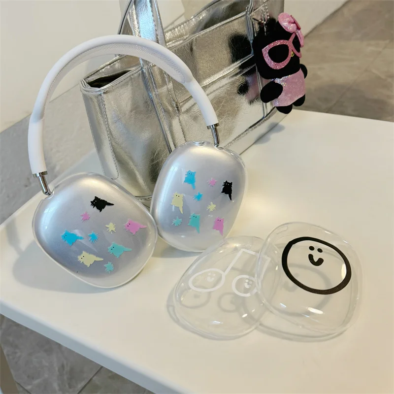 Clear Kawaii Cartoon Bear Dog Custodia Per Auricolari Per Apple Airpods Max Cover Protettiva Custodie Carine In Silicone Di Moda Per Airpod Max