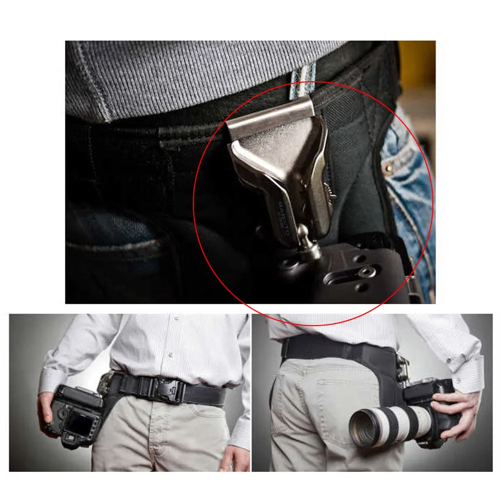 카메라 허리 벨트 스트랩 마운트 홀더 더블 버클 행거 홀스터, 캐논 니콘 펜탁스 DSLR