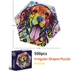 57*57cm Paper 500pcs Irregular Shaped Jigsaw Puzzles Rainbow Dog Animals Paintings Stress Reducing Toys Christmas Gifts 4