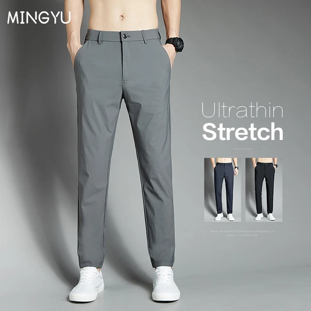 New Summer Ankle-Length Pants Men Cotton Straight Fit Fashion Thin