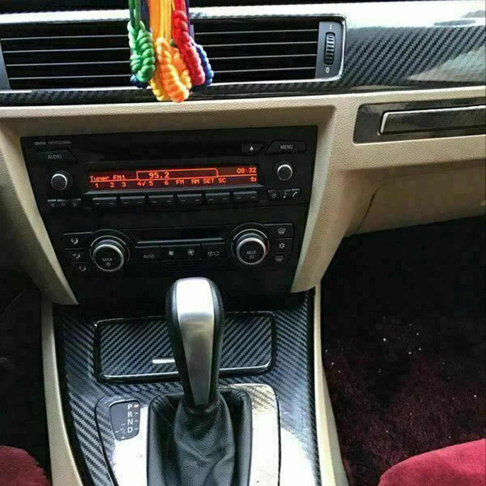 

1 комплект автомобильного 5D интерьера Глянцевая углеродная волоконная обмотка отделка Наклейка для BMW 3 серии E90 2005-2012 для панели приборной панели консоли