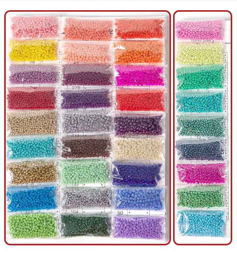 24 color millet beads, porcelain rice beads, 2/3/4mm glass rice beads, diy cross stitch beads, beads, 450g/pack