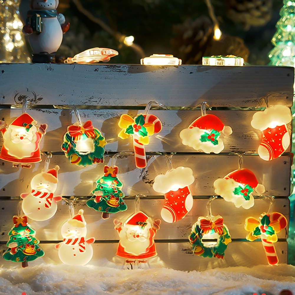 1.5m/3m/6m Battery-powered String Light Battery Powered Led Santa Claus Snowman String Lights for Christmas Party Decorations