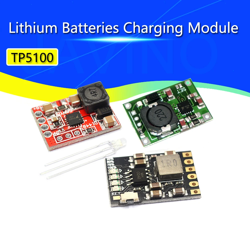 TP5100 충전 관리 전원 공급 장치 모듈 보드 TP5000 1A 2A, 4.2V 8.4V 단일 및 이중 리튬 배터리와 호환 가능
