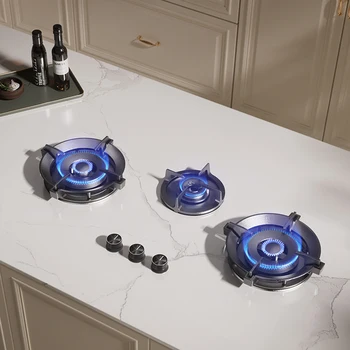 Piano cottura a gas da incasso premium Pannello di protezione contro guasti di fiamma in rame a 3 fuochi da 5,2 kW pronto per la cucina personalizzata 1