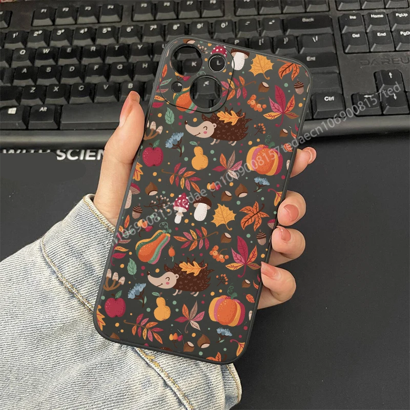 Autumn Leaf Pattern Graphic Silicone Phone Case Cover