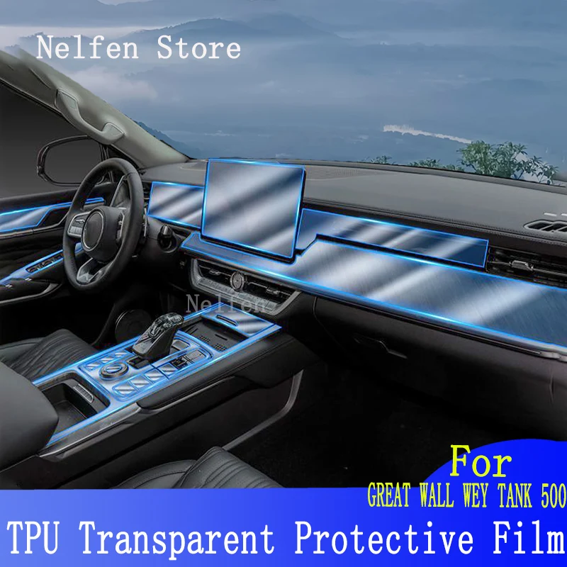 

For GREAT WALL WEY TANK 500 Car Interior Center Console Transparent TPU Protective Anti-scratch Repair Film Accessories