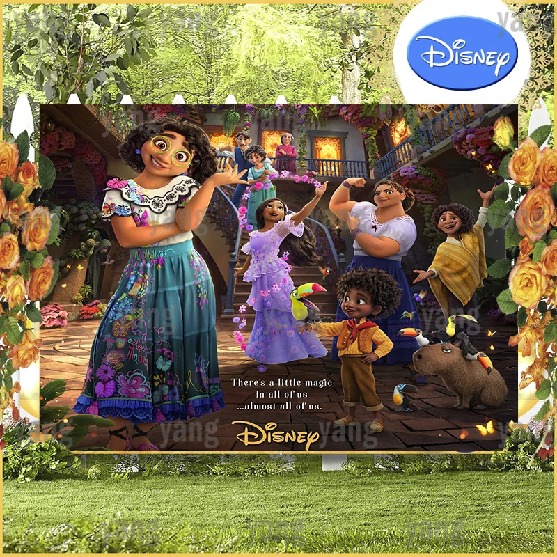 Cartoon Custom Disney Princess Encanto Mirabel Antonio Luisa Colorful House Background Happy Birthday Party Photography Background
