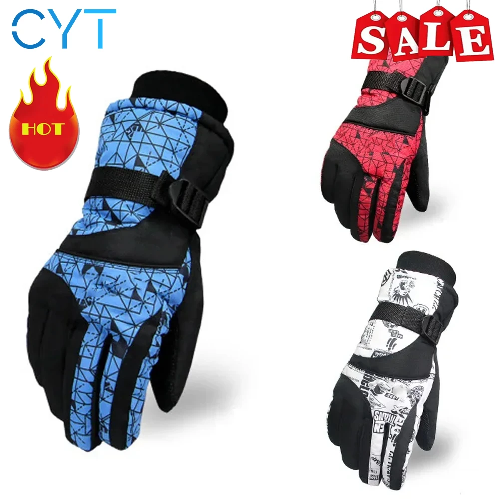 

CYT Thermal Ski Gloves Men Women Windproof Waterproof Glove Snowmobile Motorcycle Riding Heating Gloves One Size Warm Guantes
