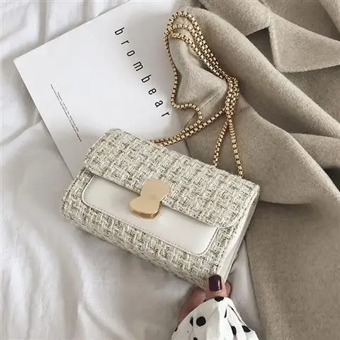 New trend chain plush messenger bag wild fashion shoulder bag messenger female bag small square bag purses crossbody