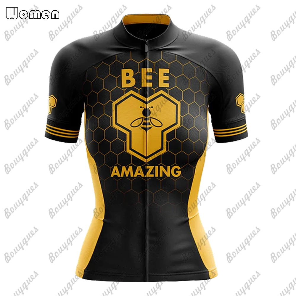 Bees Summer Premium Cycling Jersey Set Breathable Team Racing Sport Bicycle Jersey Women Cycling Clothing Short Bike