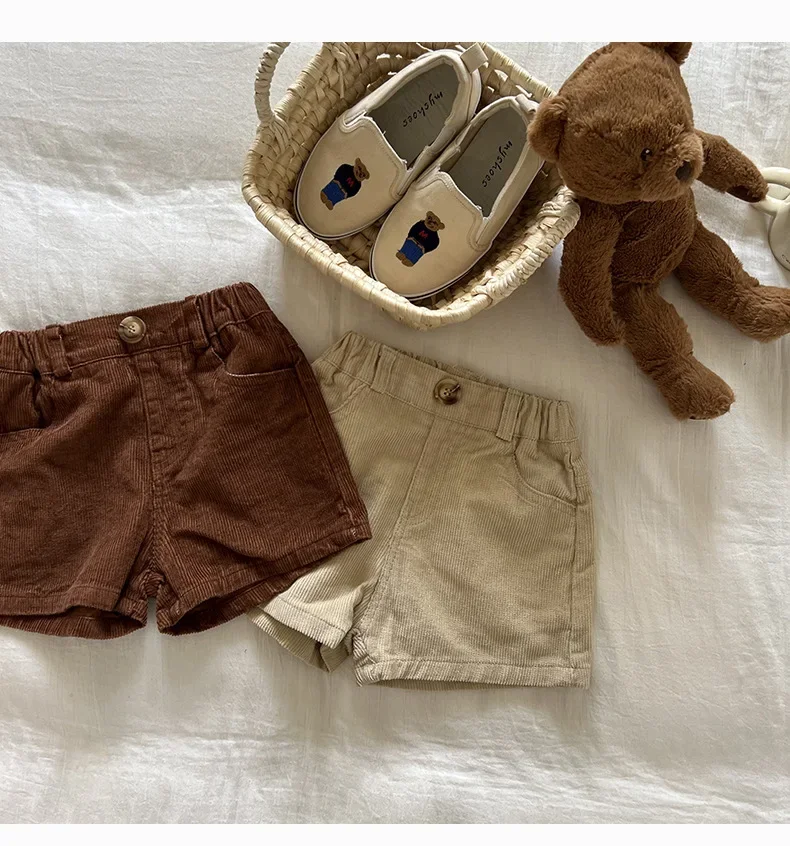 2808B Children Clothes Corduroy Pants Autumn Hot Sale Boy's Pants Simple All Match 1-7Year Girl's Short