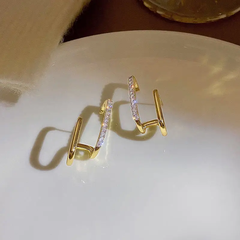 

Women's Spiral Double Hoop Earrings Spiral gold-plated twisted earrings