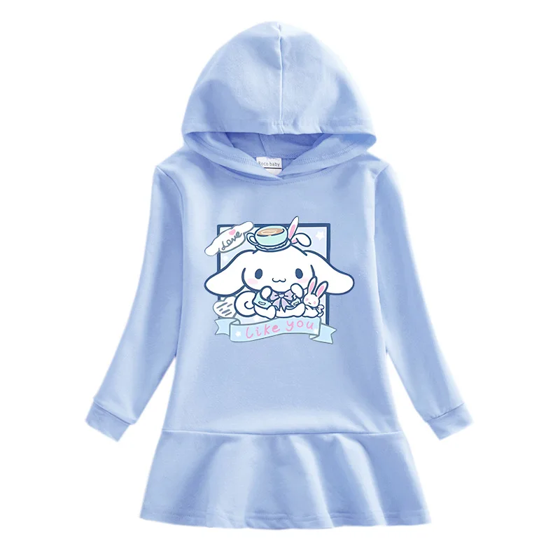 

Детская Хлопковая плиссированная юбка Sanrio с капюшоном, толстовка с длинным рукавом, милое платье принцессы, топ с аниме, подарок для девочек