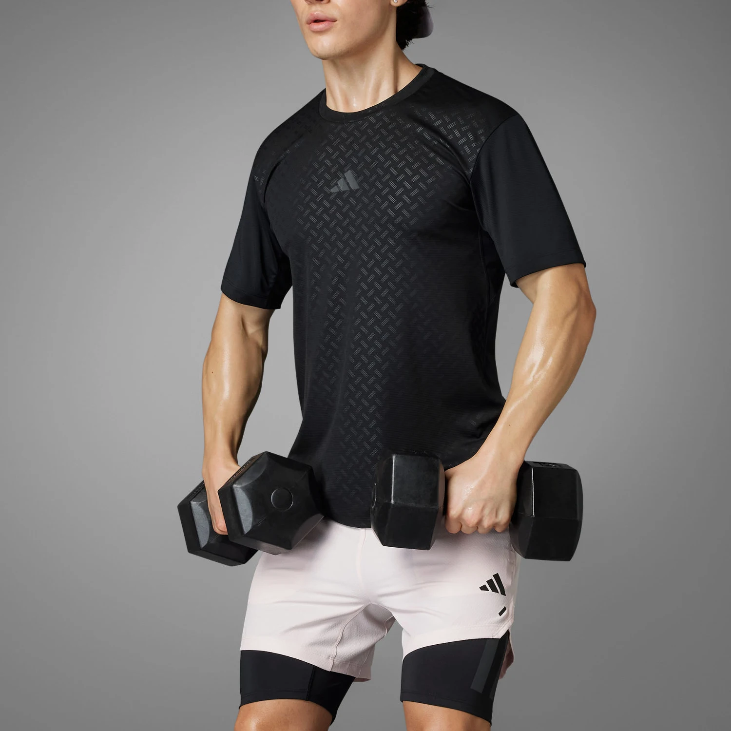 Adidas oficial genuíno power t masculino fitness manga curta em torno ...