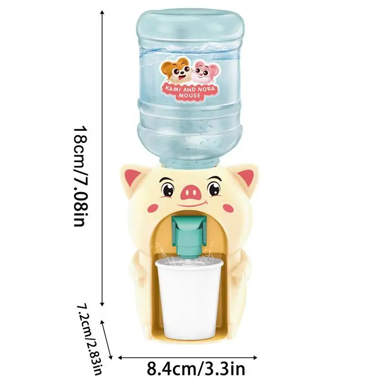 Mini Water Dispenser For Children Kids Gift Cute Cold/Warm Water Juice Milk Drinking Fountain Simulation Cartoon Pig Kitchen Toy
