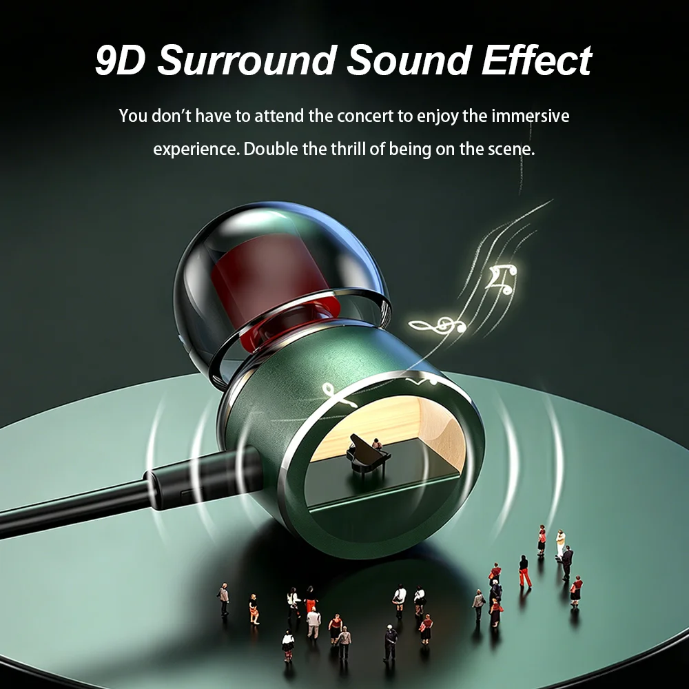 USB-C Wired HiFi Bass Stereo In-Ear Headphones with Microphone
