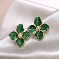 Fashion Korean Women Retro Drip Glaze Red Flower Earrings Women for Delicate Earrings Luxury Couple Engagement Jewelry Gift - Image 3