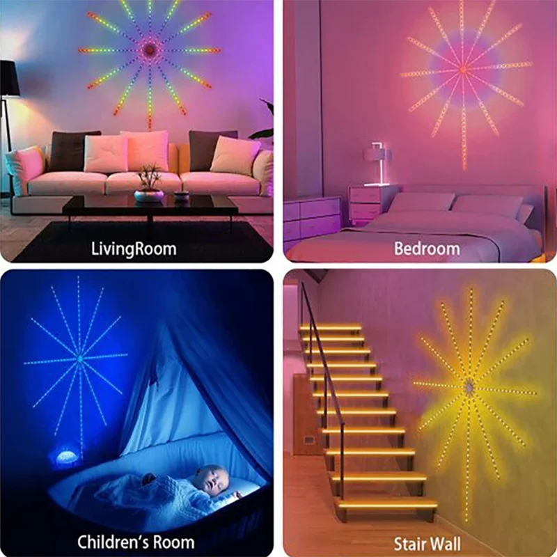 Led Strip Light Led Light Cyberpunk Style Strip Light RGB Sound Control Symphony Firework Light Wedding Christmas Music Control Full Kit Dream Meteor Lamp