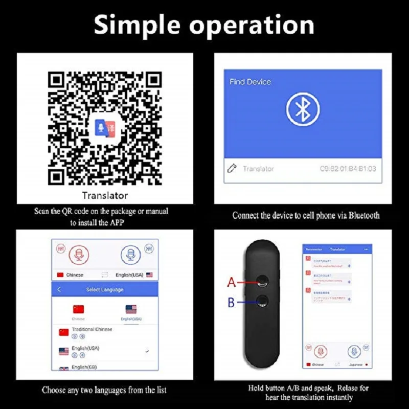 Mini T4 AI Translator Smart Pen Wireless 40 Multi Languages Bluetooth-Compatible Portable Two-Way Real Time Instant Voice voice translator,language translator,translation pen
