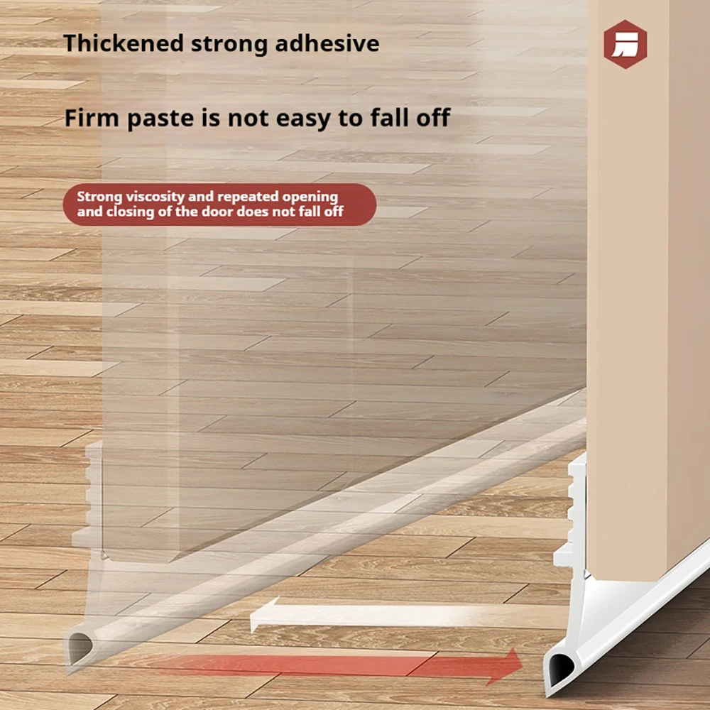 4 Colors Under Door Weatherstrip 1M Self-Adhesive Windproof Door Bottom Seal Strip Double Dustproof Free-Cutting TPE Strip