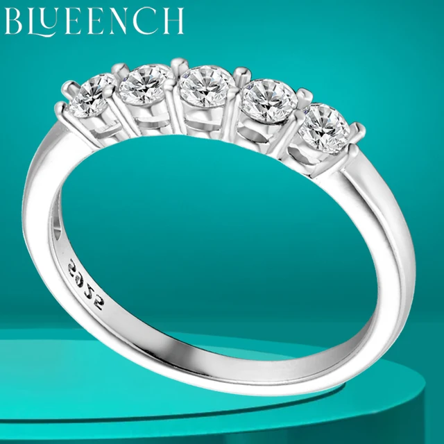 BLUEENCH White Gold D Color 4mm Moissanite Ring