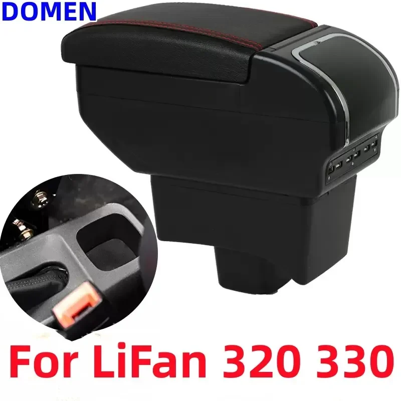 

For LiFan 320 330 armrest box Interior Parts Car Central Content With Retractable Cup Hole Large Space Dual Layer USB DOMEN