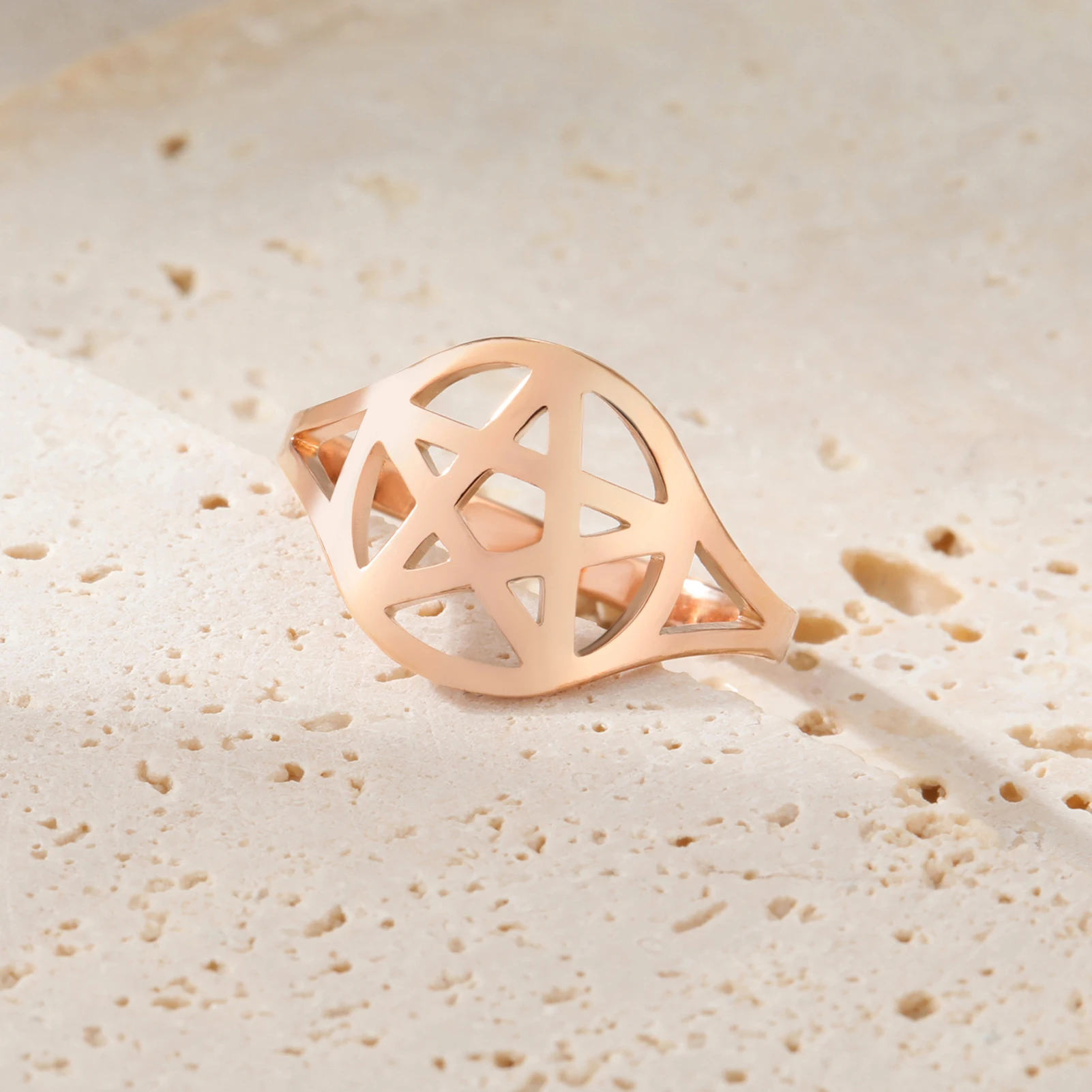 Pagan Symbol Pentagram Ring for Women Men Stainless Steel Star Couple Rings Engagement Wedding Gift Jewelry couples rings stainless steel ring finger ring wedding rings wedding ring