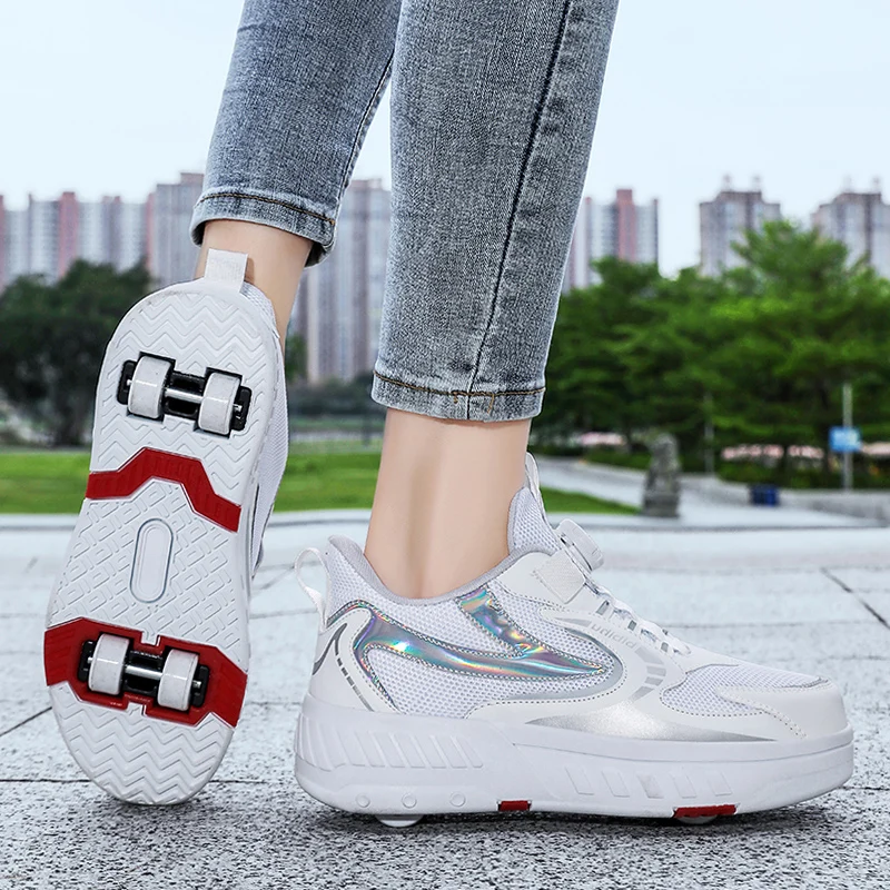 Roller Skate Shoes Boys Fashion Sports Boots 4 Wheels Sneakers Kids Girls Children Birthday Gift Toys Game Footwear