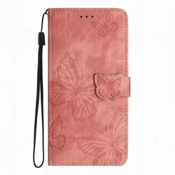 Charming Butterfly Design Phone Wallet Case - Stylish and Protective Cover for Blade A52 (Pink DD)