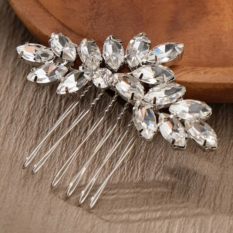 Mode Glänzende Imitation Silber Strass Hochzeit Haar Kämme Haar Braut Hochzeit Kleid Zubehör Für Mädchen Geschenk Clip