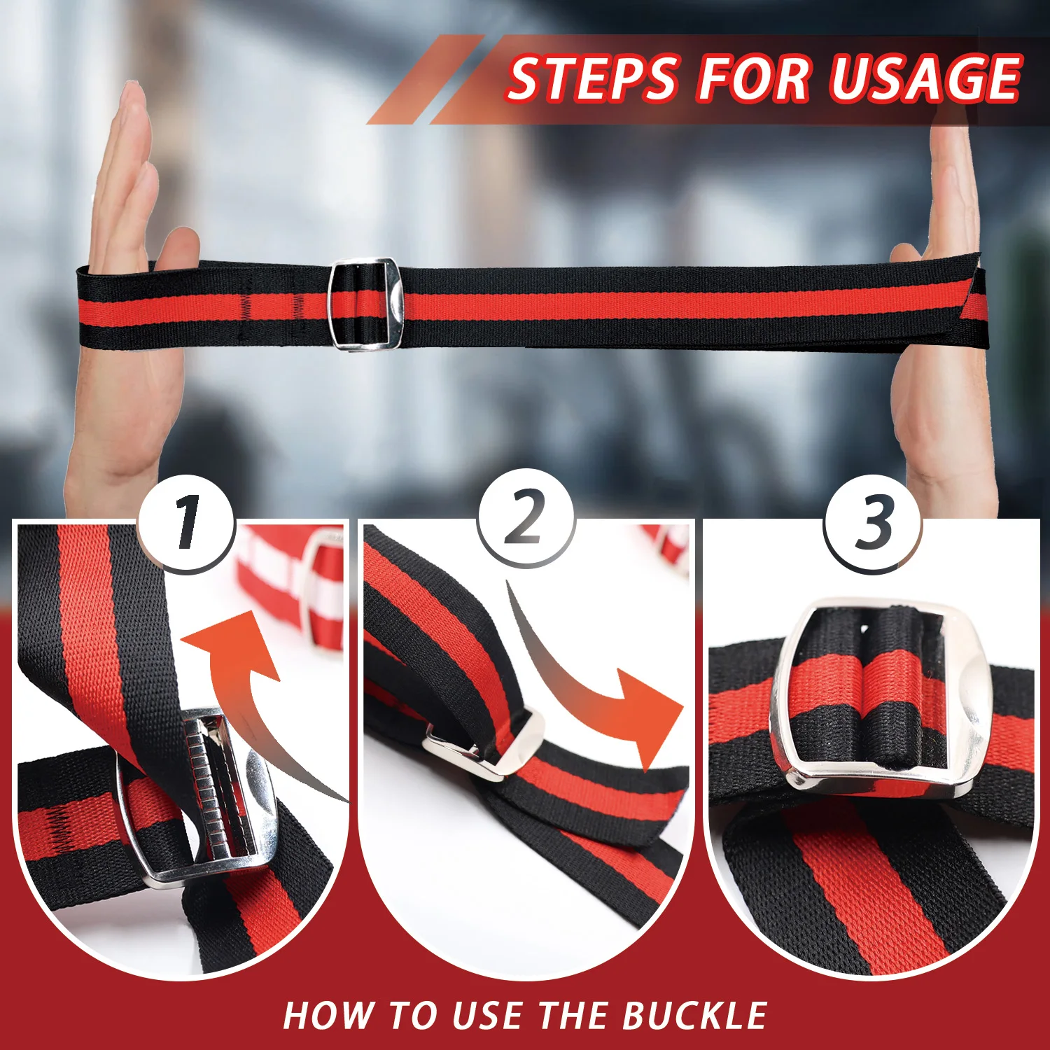 4-Pack Arm Wrestling Straps with Metal Buckle 1.2m Long Competition Straps 1" & 1.5" Wide Adjustable Wrist Straps