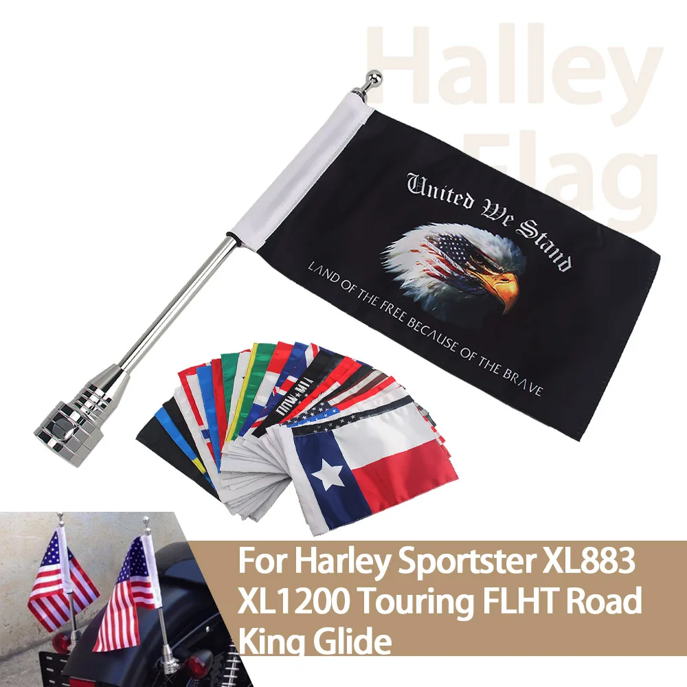 Motorrad Flagge Hinten Montieren Gepäckträger Für Harley Sportster XL883 1200 48 72 Touring FLHT Road King Glide Fender Seite pole