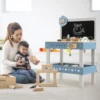 Kids Wooden Toy Workbench Toddler Pretend Play Tool Bench Workshop w/Accessories 5