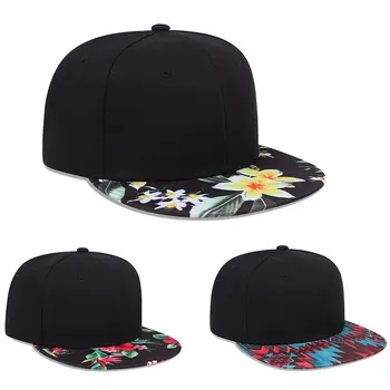 New Fashion Hip Hop Flower Hat Brim Colorful Pattern Baseball Cap Straight Buckle Men Snapback Cap Outdoor Sports Sun Hat