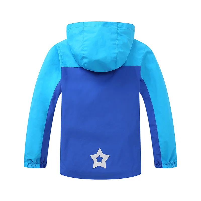 

Cotton Waterproof Contrast Padded Blue Hooded Baby Boys Coats Kids Outfits Zip Hiking Jackets Children Outerwear 3-14 Years