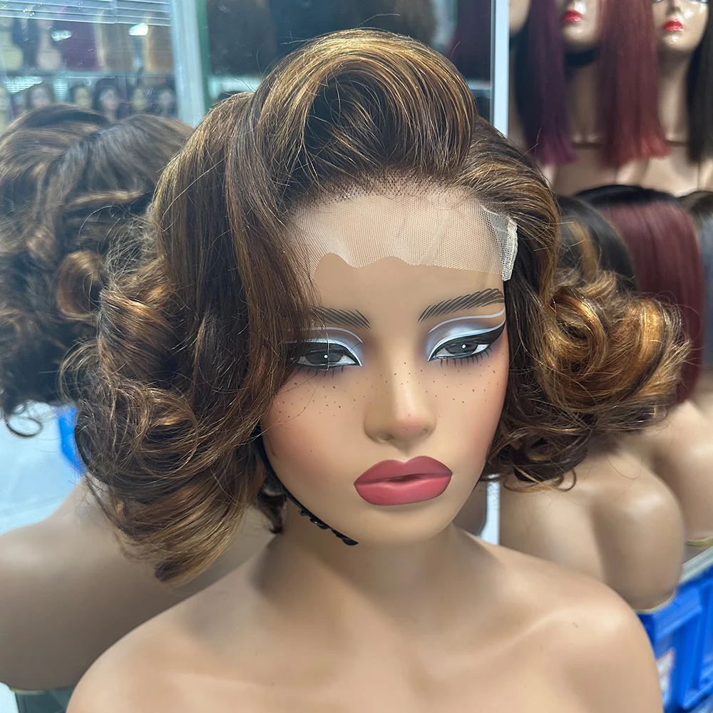 5x5 Lace Closure Wig 250% Density Short Loose Bouncy Wig 100% Human Hair Loose Bouncy Human Hair Wig For Black Women