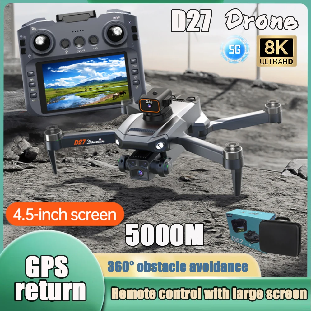 D27 Upgraded Version with Screen LCD RC Drone drone quadcopter rc helicopter GPS 5G FPV Professional Aerial Photography Long Endurance Intelligent Aircraf