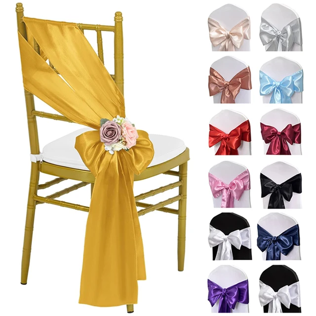 Satin Chair Sashes Bows Universal Chair Ribbon Sash Wedding Party Reception Events Banquets Hotel Event Chair Cover Decoration