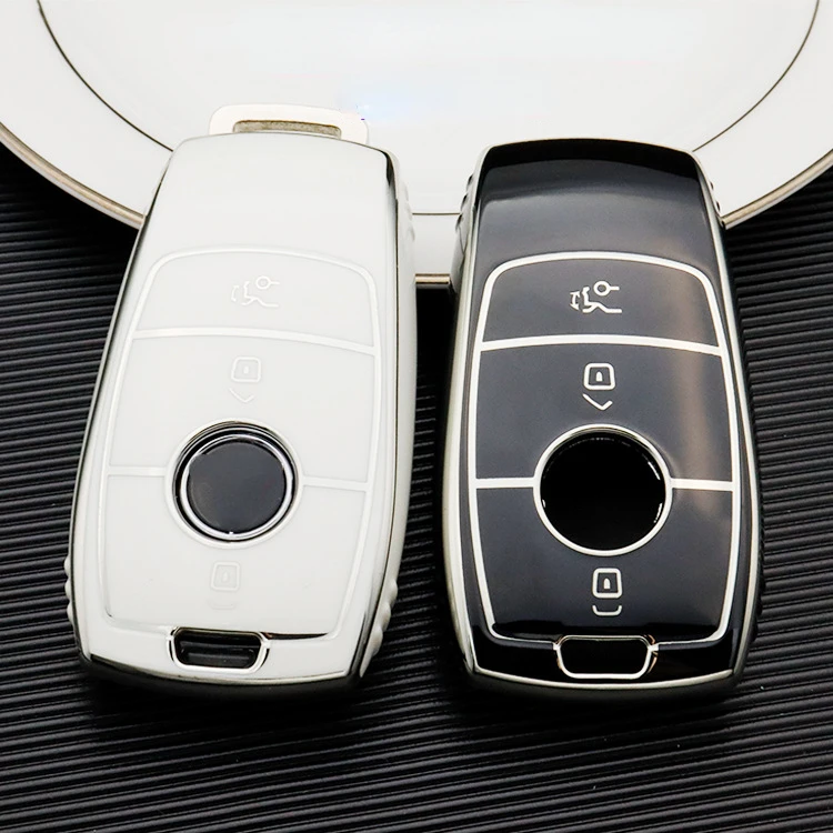 

Electroplate TPU Car Key Case Cover Shell Fob For Mercedes Benz A B C E S Class W204 W205 W212 W213 W176 GLC CLA AMG W177