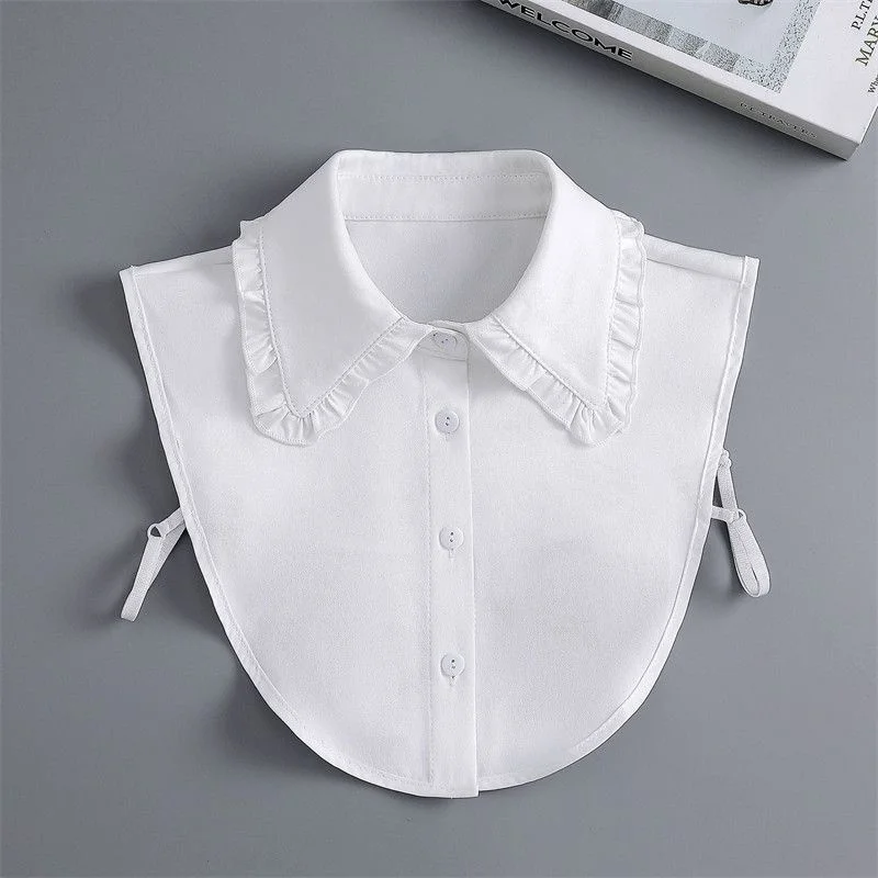 

False Collar Women Versatile Autumn and Winter Ruffle Solid Color Shirt
