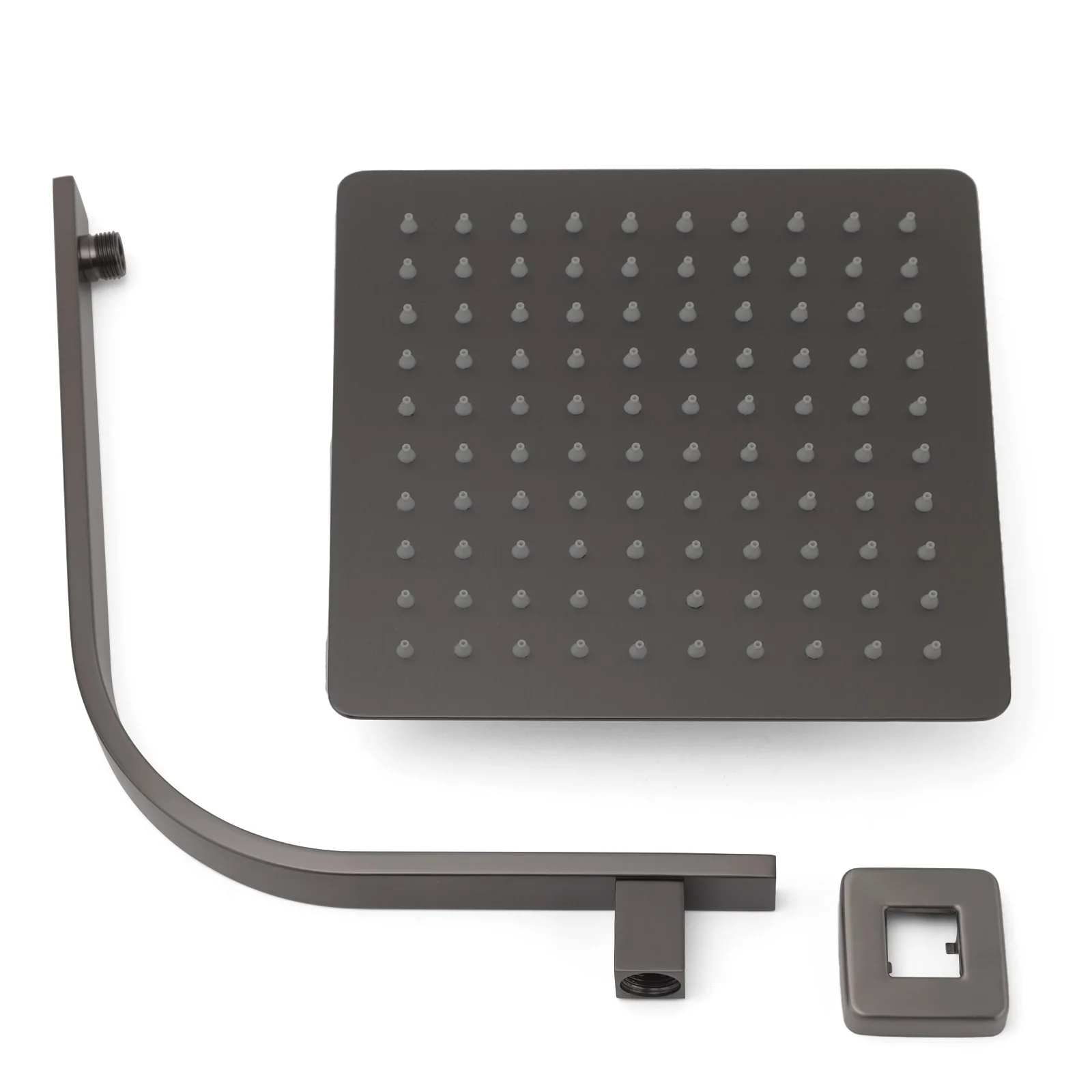 **Sydney Stock** KYLINS Rain Shower Head Set Square 8/10/12'' Rainfall Head Gooseneck Arm Mixer Taps Set Gun Metal Grey WELS