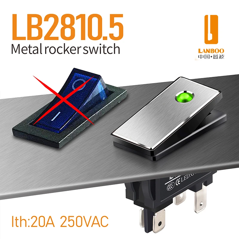 Rocker Switch WINDOO 2810.5 series 16Amp 2NO with LED 2 gears 12V24V220V