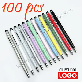 2-in-1 스타일러스 범용 볼펜, 13 색, 사용자 정의 로고, 텍스트 조각, 사무실, 학교 광고 펜, 도매, 100 개