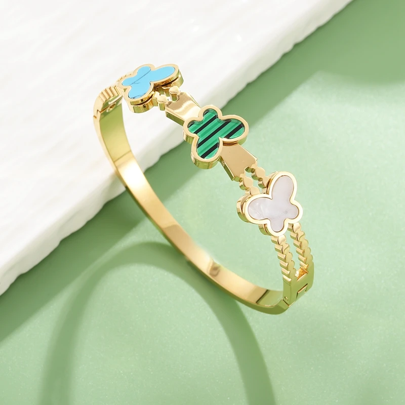 

New Fashion Gold Plated Cuff Butterfly Charm Bangles Luxury Women Female Party Wedding Cuff Bangles OL Jewelry Gift