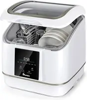 Countertop Dishwasher, 7 Washing Programs Compact Mini Dishwasher, No Hook Needed, Anti-Leakage, Fruit & Vegetable Soak 1