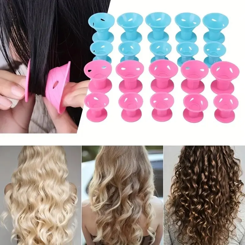 Magic Hair Rollers Include 5pcs Large and 5pcs Small Silicone Curlers Great Valentine's Day Gifts and Mother's Day Gifts 10 Pcs hair styling tool hair curling tools